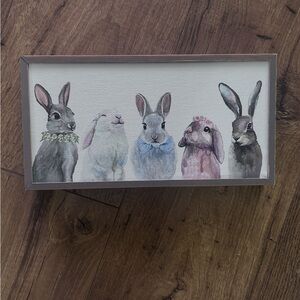 Gray and Pastel Bunny Decorative Canvas for Small Pet Rooms